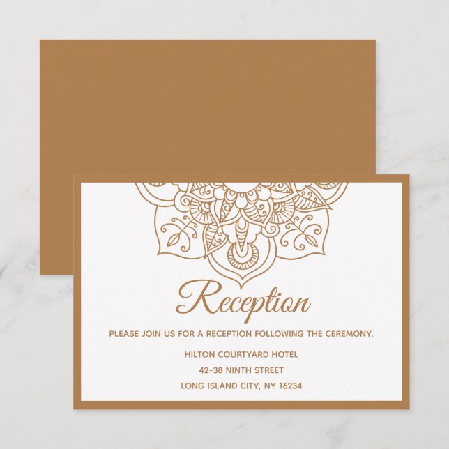 Convites Mandala Marrom Boho Casamento Indiano Moderno Vint (Frente/Verso)