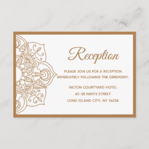 Convites Mandala  Marrom Boho Indiano Moderno Casamento Vin