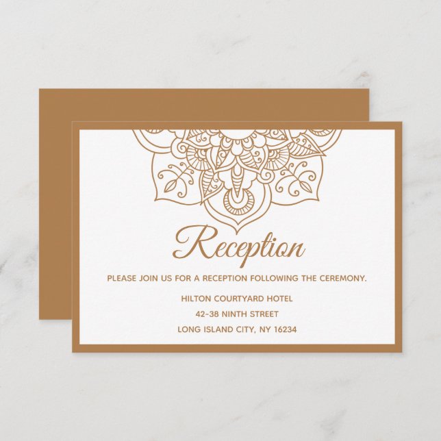 Convites Mandala  Marrom Boho Indiano Moderno Casamento Vin (Frente/Verso)