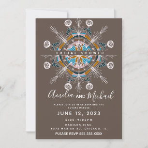 Convites Mandala Moderna Desenhada à Mão Arte Boho Chuveiro