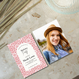 Convites Mandala Ornament & Padrão Árabe Carmesim