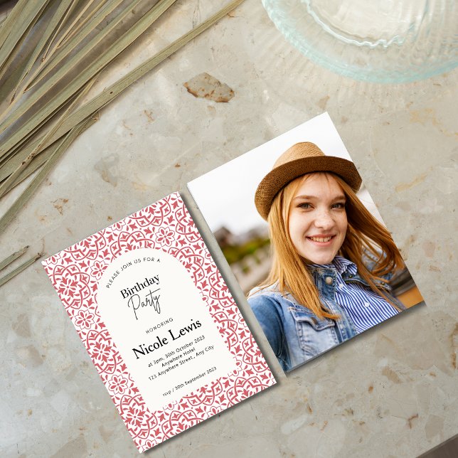 Convites Mandala Ornament & Padrão Árabe Carmesim (Criador carregado)