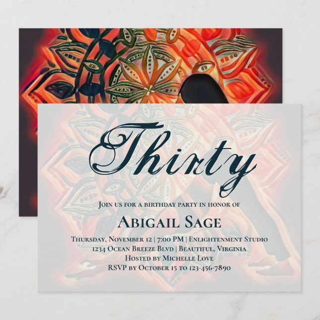 Convites Mandala Red, Black, Brown Yoga Meditação Aniversár (Frente/Verso)