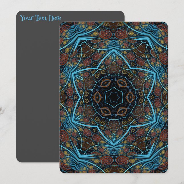 Convites Mandala Rosette Boho Bohemian Style Dandy Pattern (Frente/Verso)