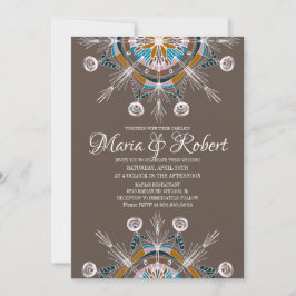 Convites Mandalas Boêmios Coloridos Casamento Marrom Boho