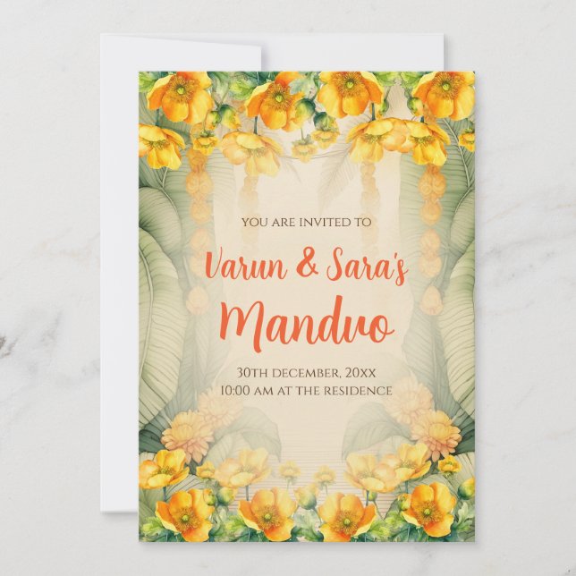 Convites Mandap Mahurat Mandvo convida Digital (Frente)
