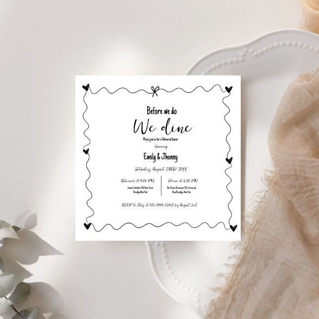 Convites Maneira desenhada antes de jantar Janto de ensaio (Criador carregado)