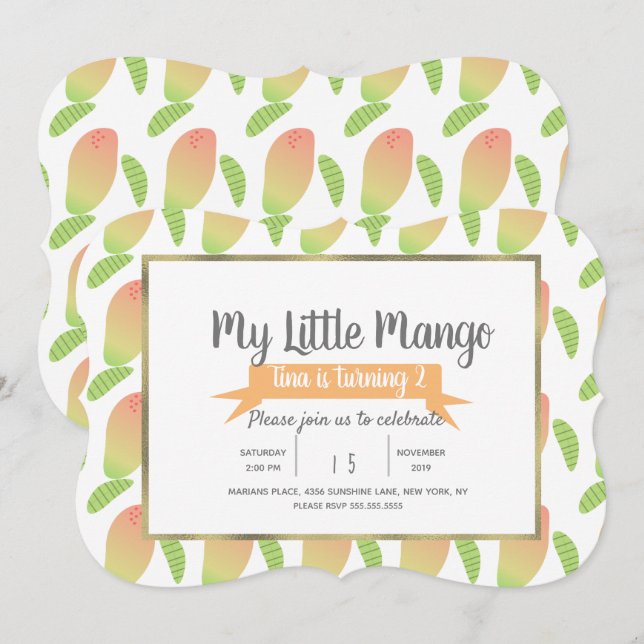 Convites Manga Pequeno Frutado (Frente/Verso)