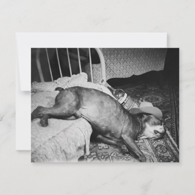 Convites Manhã Após A Vintage, Cão Bebado Engraçado (Frente)
