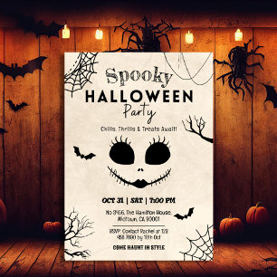 Convites Manhãs de aranha-de-jarra-louça face crânio Hallow