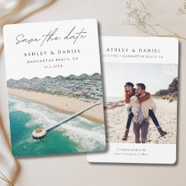 Convites Manhattan Beach Wedding Foto para salvar a data