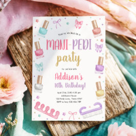 Convites Mani-Pedi Party Manicure and Pedicure Bow Birthday