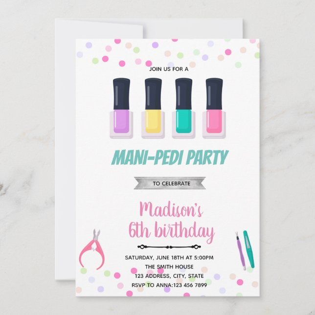 Convites Mani pedi spa sono aniversário (Frente)