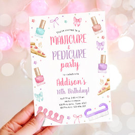 Convites Manicure and Pedicure Bow Mani-Pedi Party Birthday