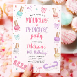 Convites Manicure and Pedicure Bow Mani-Pedi Party Birthday