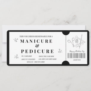 Convites Manicure Minimalista Negrito e Voucher de Pedicure