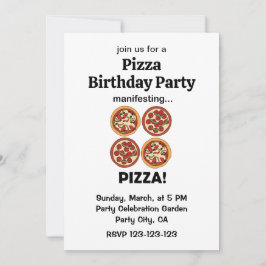 Convites Manifesting Pepperoni Pizza Birthday Party