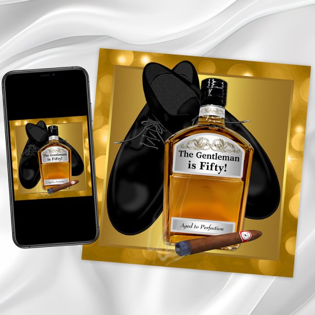 Convites Mans Dourada 50ª Festa de aniversário (Mans any number birthday invitation. Instant download and printed invitations available.)