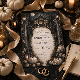 Convites Mansão da Lua Celestial Halloween Save The Date