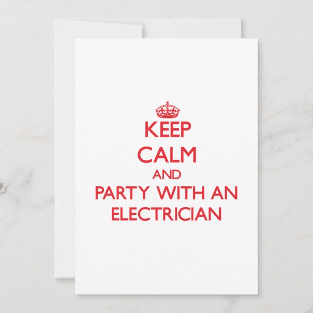 Convites Mantenha a calma e a festa com um eletricista (Frente)