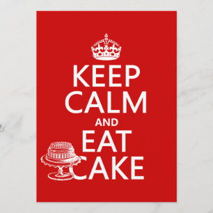 Convites Mantenha a calma e coma o bolo