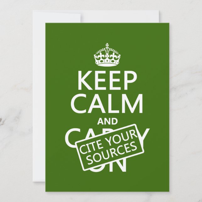 Convites Mantenha a calma e mencione suas fontes (em alguma (Frente)