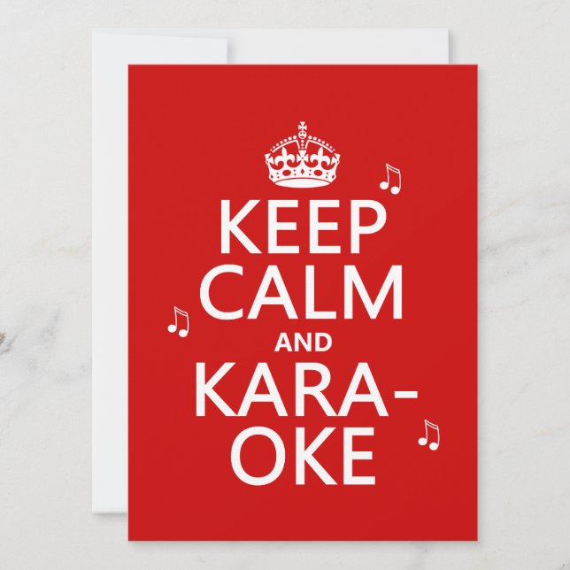 Convites Mantenha a calma e o karaoke (personalize a cor) (Frente)