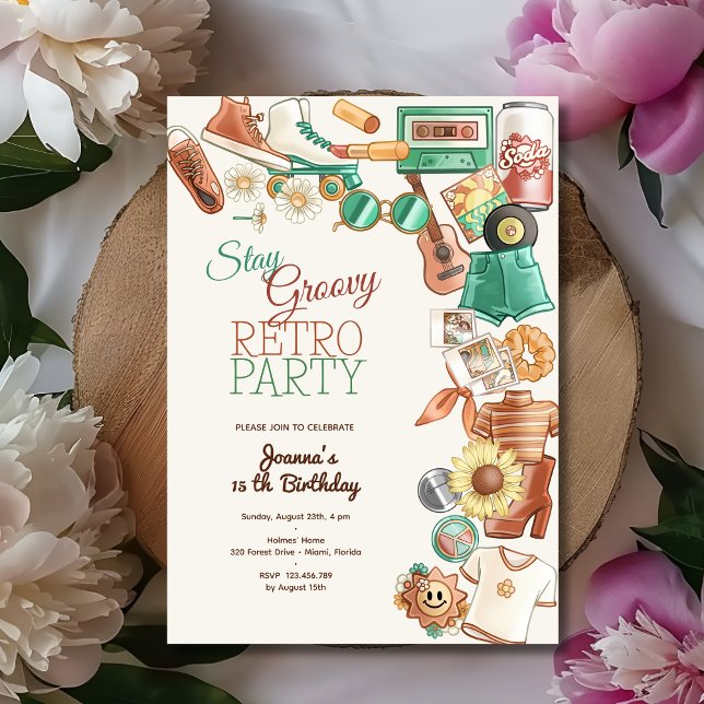 Convites Mantenha a festa de aniversário retrô ranhosa (Criador carregado)