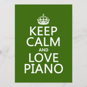 Convites Mantenha Calm and Love Piano (qualquer cor de fund