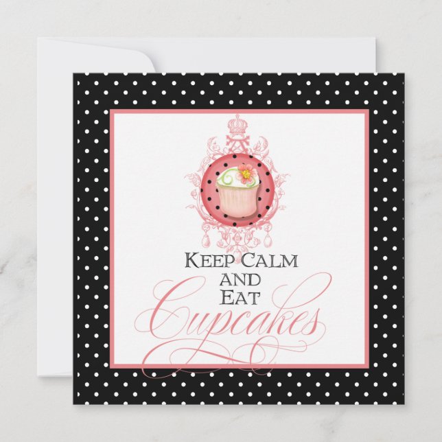 Convites Mantenha calmo & coma cupcakes - partido dezesseis (Frente)