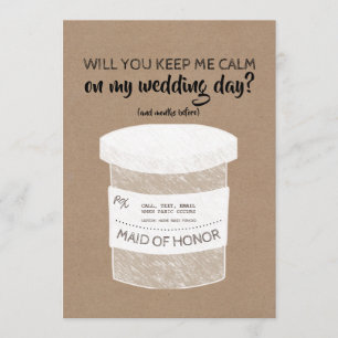 Convites Mantenha-me tranquilo, madrinha ou Madrinha de cas