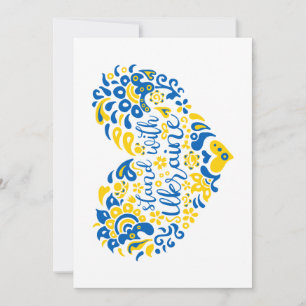 Convites Mantenha-se firme com a Ucrânia, com as letras e o