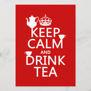 Convites Manter Calmo e Beber Chá - Todas as Cores