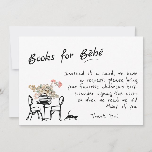 Convites Manuscrito Bonjour Bebe Livros Franceses para Baby (Frente)