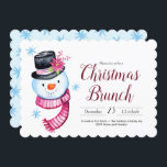 Convites Manuscrito De Neve Com Cor De Água De Brunch<br><div class="desc">Bonito bonitão de Neve Aquarela de chapéu com poinsettia e ilustração com cachecol listrado. Use a modelo para ajustar o texto para o almoço de Natal. Trabalho de arte de Valarie Wade.</div>