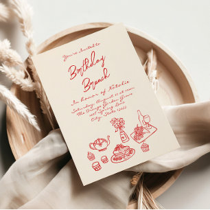 Convites Manuscrito Desenho Simples Quirky Birthday Brunch