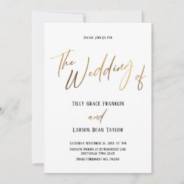 Convites Manuscrito Dourado Simples O Casamento De