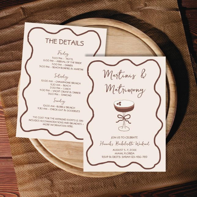 Convites Manuscrito Espresso Martinis & Matrimony Whimsical (Hand Drawn Espresso Martinis & Matrimony Whimsical Invitation)