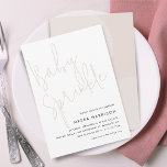 Convites Manuscrito Mínimo Moderno, Rosa, Pinto,<br><div class="desc">Script moderno em um convite de chá de san serif minimalista cor-de-rosa para bebê design,  com fonte de san serif que seu convidado adorará.</div>