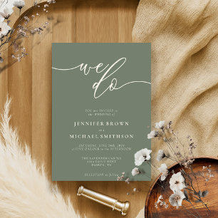 Convites Manuscrito Moderno De Casamento Verde Sage Nós Faz