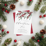 Convites Manuscrito Moderno Winter Berries Christmas Tea<br><div class="desc">Convide seus amigos e entes queridos para um janto de feriados fantástico e uma festa com este convite elegante moderno,  que inclui amoras aquáticas de inverno,  caules de folha botânica e letras sofisticadas de roteiro para a "Festa de Natal".</div>