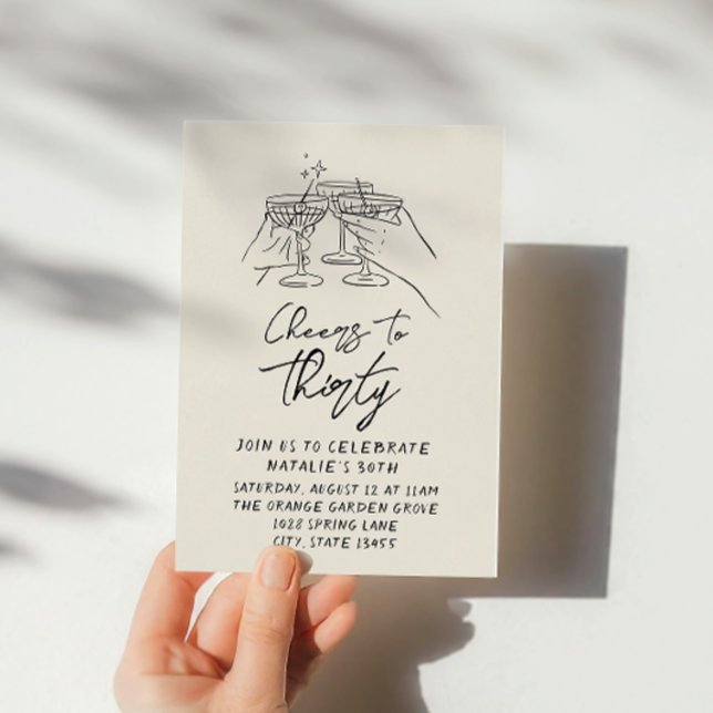 Convites Mão 30 desenhou Felicidades Para Trinta Anos Retro (Criador carregado)
