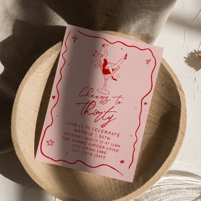 Convites Mão Arrastou Cheios A Trinta aniversário de 30 ano (Criador carregado)