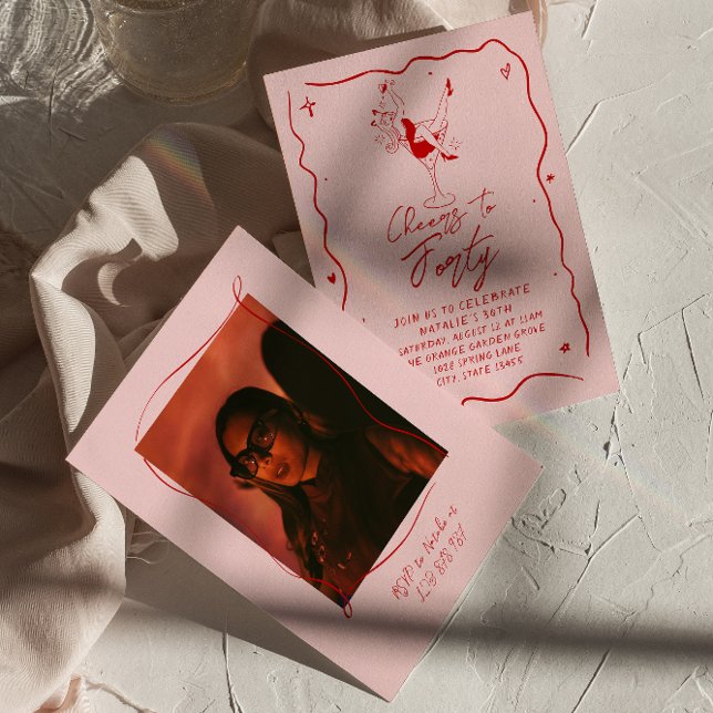 Convites Mão Arrastou Cheios Para Quarenta aniversário de 4 (Criador carregado)