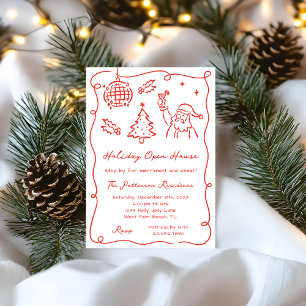 Convites Mão Aurora Caprichoso Vermelho Funky Natal Casa Ab