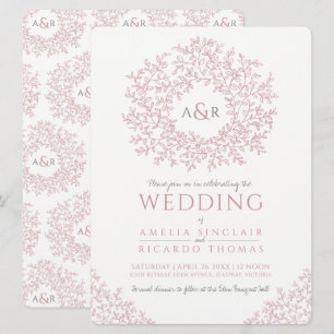 Convites Mão branca cor-de-rosa empoeirada casamento tirad