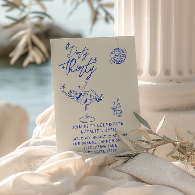 Convites Mão Costeira Desenhada Suja Trinta 30 Diversão Ani (Criador carregado)