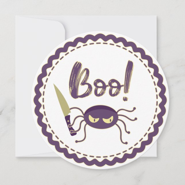 Convites Mão de faca com aranha Dia de as Bruxas engraçado (Frente)