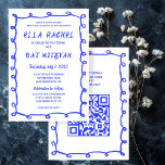Convites Mão de Loops Mensais Desenhada Personalizada Bat M<br><div class="desc">Cartão perfeito para anunciar um morcego mitzvah, bar mitzvah ou outra celebração judaica! A mão fez uma armação de pinceladas bagunçadas para você no lado da frente! TOTALMENTE PERSONALIZÁVEL! Clique em "Personalizar" acima para editar o texto e adicionar seu link ao código QR. Clique em "editar usando a ferramenta design"...</div>