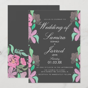 Convites Mão de Primavera Aquarela Casamento de Verde Rosa